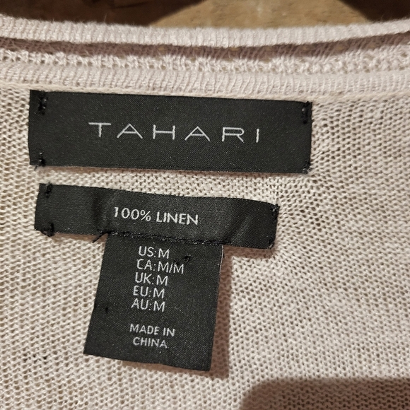 Tahari Women's Cream Sweater Cardigan 100% Linen - Picture 2 of 4